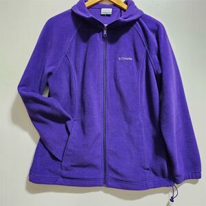 Columbia Women's Fleece Jacket Dark Purple Full Zip High Collar Pockets